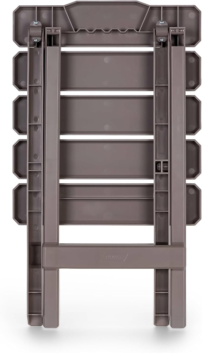 Camco Adirondack Portable Outdoor Camping Small Weatherproof Rustproof Durable Plastic Folding Side Table for Indoor and Outdoor Use, Taupe