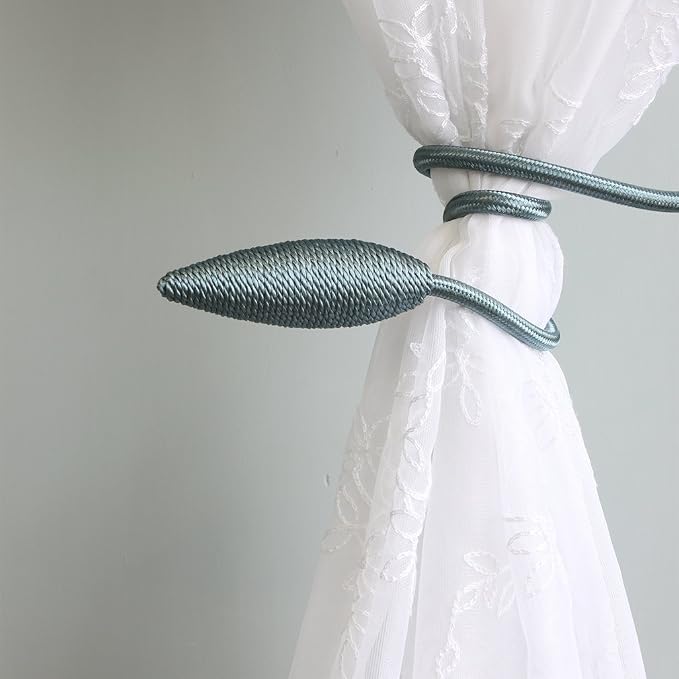 Valea Home 4 Pieces Curtain Tiebacks Clips Creative Window Drape Twist Tie Backs European Style Custom Made Curtain Holders Decorative Draperies Holdbacks, Teal