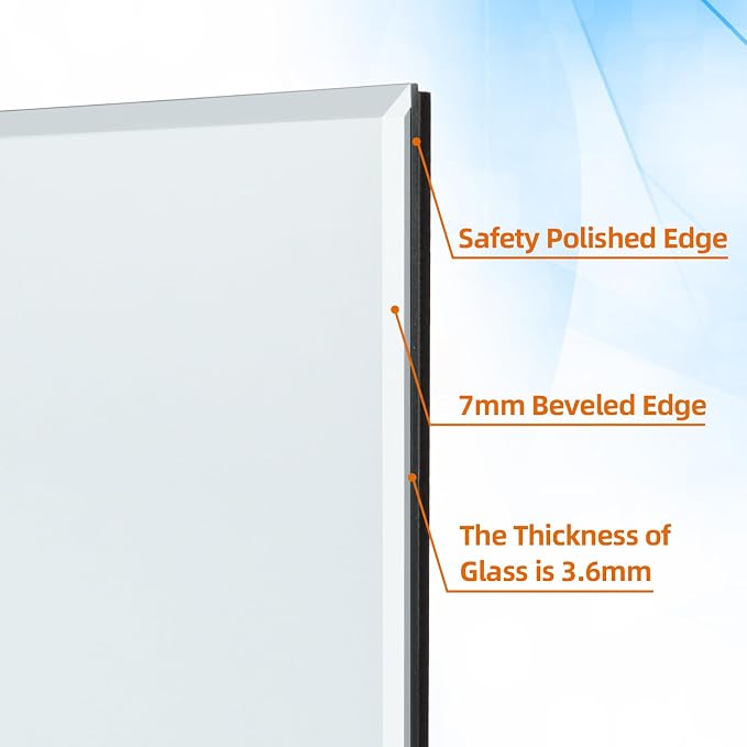 Calenzana Frameless Mirror Wall Hanging and Desk Standing, Compatible with Makeup Vanity Mirrors,10.6x13 inch