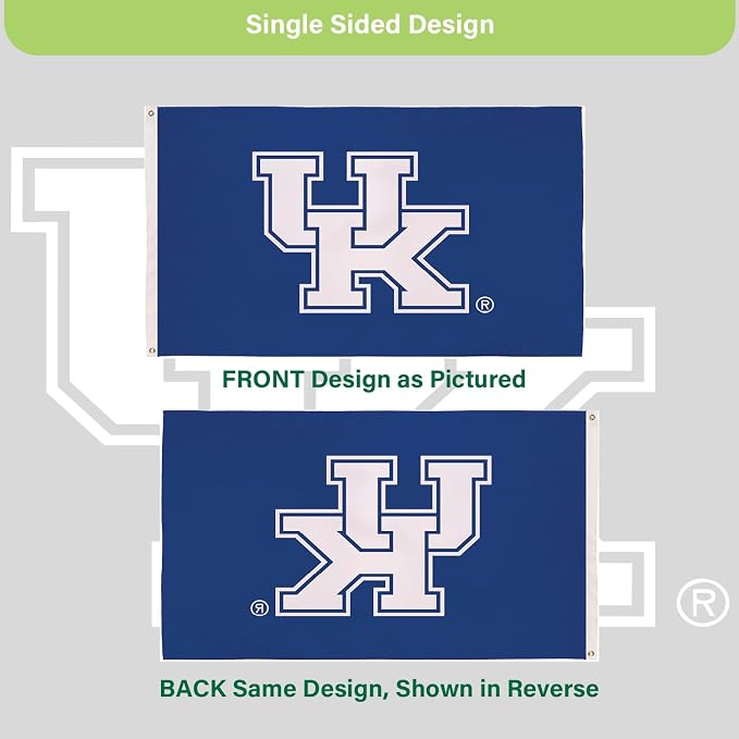 NCAA University of Kentucky Flag with Grommets, 3'x5' UK Wildcats Outdoor College Flags & Banners for Garden Patio Indoor Wall Décor