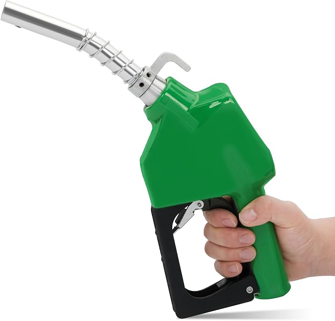 Azdele 3/4" NPT Automatic Fuel Nozzle, Diesel Gas Pump Handle, 13/16"(OD=23mm) 9-16 GPM Flow(Auto Shut Off 3-speed Latch), Fuel Transfer Pump Nozzle For Gasoline, Diesel, Biodiesel, Kerosene