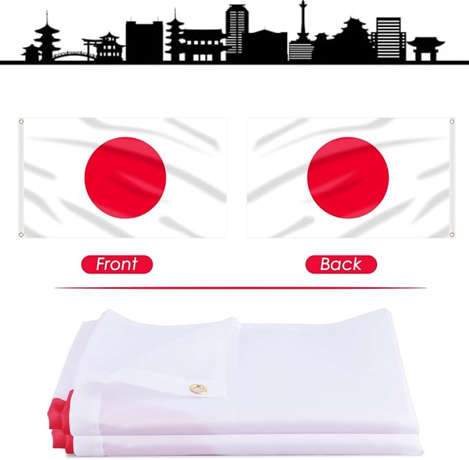 AhfuLife 2 Pcs Japan Flag Japaneae Flag 3x5 Ft, Large Japaneae National Flags for Outside - Double Side with Brass Eyelets for Olympic Party Decorations, Bar Garden Street Decoration Indoor Outdoor