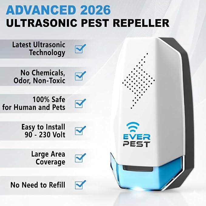 Ultrasonic Pest Repeller Control Plug in 2 Pack- Electronic Insect Defender - Roach Bed Bug Mouse Mosquito - Indoor Reject - for Cockroach Ants Mice Fly Rat Bedbug