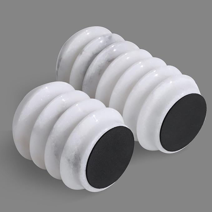 HofferRuffer Marble Candlestick Holders, Set of 2 Natural Stone Candle Holder Decorative Candle Stands for Wedding, Dinning, Party, Table Centerpieces, Fits 3/4'' Thick Candles (MarbleWhite)