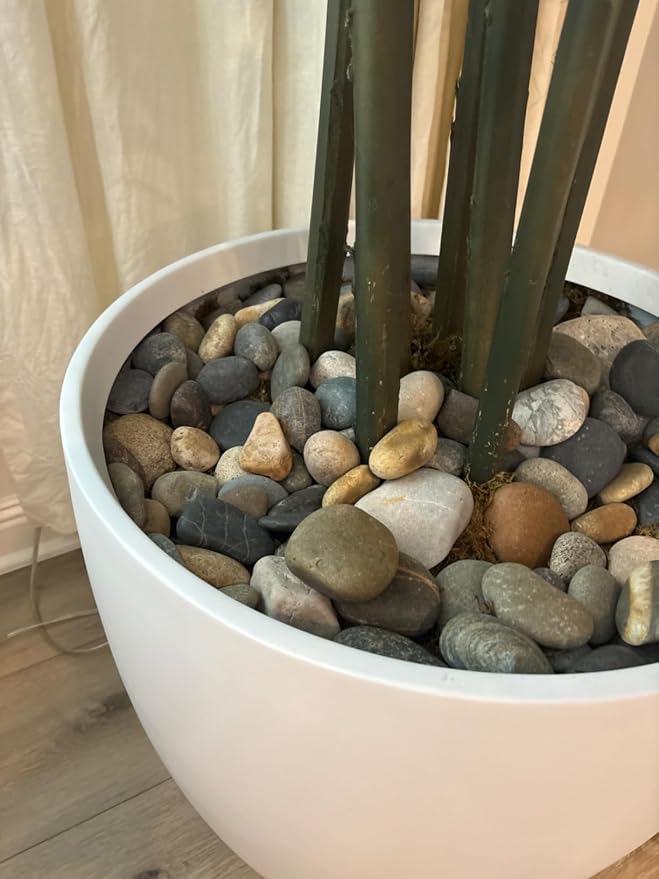 FANTIAN 5 lbs Pebbles for Plants, 1-2 Inch Decorative River Rocks for Plants Indoor, Landscape, Garden, Aquarium, Fountain, Walkways and Outdoor Decorative Stones