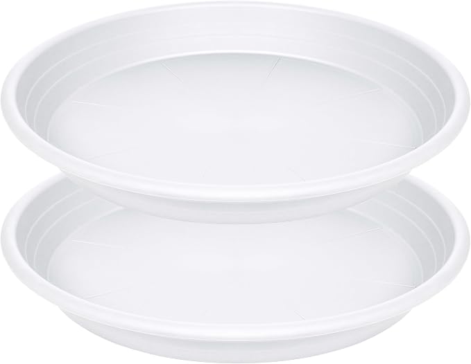 2 Pack of 16 inch Plant Saucer, Large Plant Tray, Heavy Sturdy Plant Drainage Tray for Indoors, Bird Bath Bowls, Sturdy Plastic Pot Tray for Planter (White)