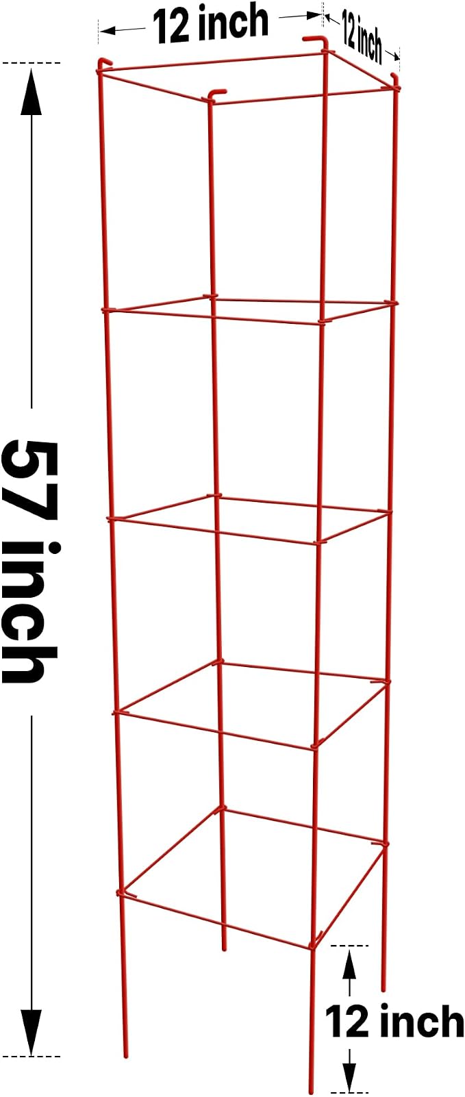 Thealyn Tomato Cages 6 Packs 57 Inches (H) Plant Stand with 164 Feet Twist Ties, Heavy Duty Garden Plants Support for Tomatoes, Cucumber, and Other Climbing Plants (Red)