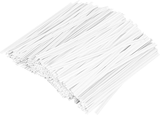 Restaurantware Twist Ties 5000 Pack of 4-Inch Reusable Paper Bag Ties Laminated Gripping Strong White Flush-Cut Bread, Candy, Coffee, Cookie, Bakery Bag, Party, Gifts, Cake Pops, Packaging
