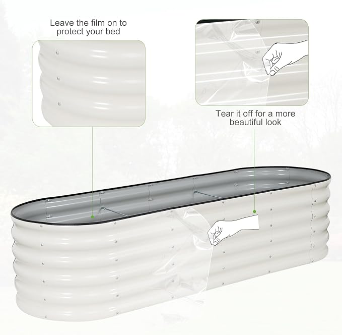 Galvanized Raised Garden Bed Outdoor- 2 Pcs Raised Beds for Gardening| Metal Planter Box, Steel Raised Garden Bed Kit with Gloves for Vegetables, Flower, Herbs (6x2x1.4FT, White)