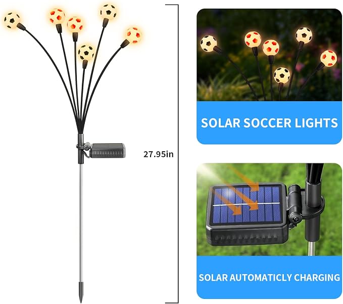 ASMAD Solar Lights Outdoor Waterproof 8 Pack, FIFA World Cup 2026 Outdoor Lights, Soccer Ball Light, World Cup Decorations for Patio Garden Outdoor Decor, Gifts for Women, Gifts for Men