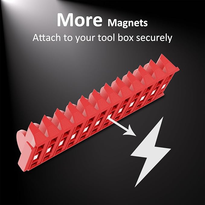 DEHOYI 48 pcs Magnetic Modular Wrench Organizers for Tool Drawers - Wrench Rack with Metric&SAE Labels, Perfect Tool Storage Holder with Magnet. Gift for mechanics (Red)