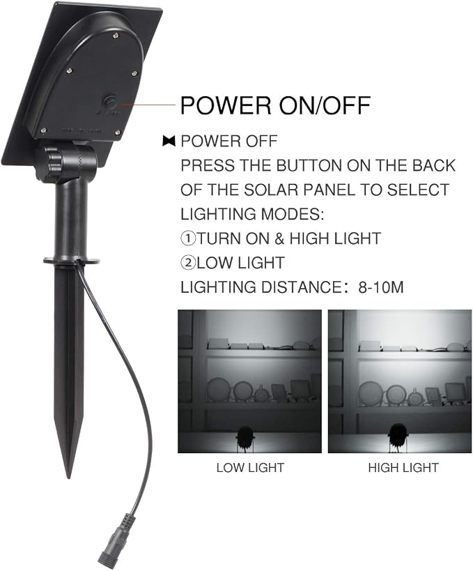 T-SUN Solar Spotlights, Outdoor LED Solar Lights, Waterproof Auto ON/Off Solar Wall Lights for Garden,Driveway, Pathway, Pool Area(White)