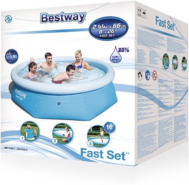 Bestway 57008 8' Clear Fast Set Above Ground Pool-Blue, 8 Ft, 8ft