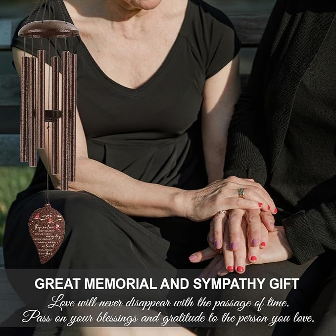 Memorial Sympathy Wind Chimes for Loss of Loved One 32'', Cardinal Wind Chimes in Memory of a Loved One, Cardinal Memorial Gifts, Bereavement Condolence Remembrance Gifts,Bronze