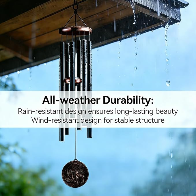 Wind Chimes for Outside, Vintage Deer Deep Tone Wind Chime Outdoor Clearance, Patio Porch Balcony Decoration, Garden Hanging Decor Gifts for Women Mom Grandma (34" Deer)