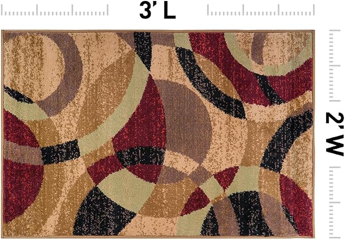 Rugshop Abstract Circles Contemporary High Traffic Area Rug Multi 2' x 3' | Easy Cleaning, Rectangular, Size 2' x 3', Living Room, Bedroom, Dining Room, Home Office, Kitchen, Entryway, Hallway, Nursery