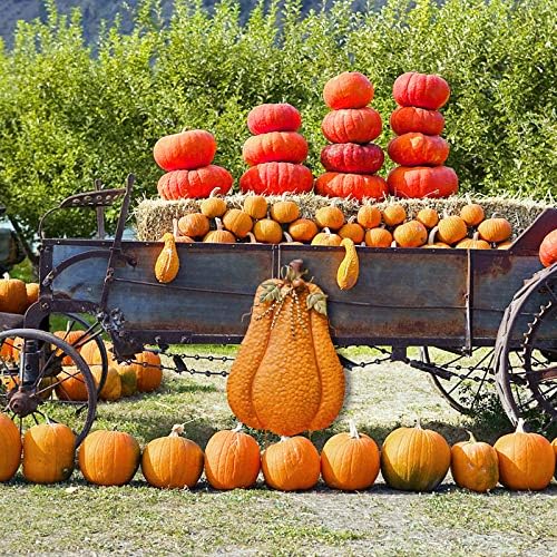 30"H Metal Pumpkin Yard Stake Outdoor Fall Decor Rustic Pumpkin Garden Stake Autumn Yard Sign Pumpkin Lawn Ornaments for Porch Garden Home Patio Harvest Thanksgiving Halloween Decorations