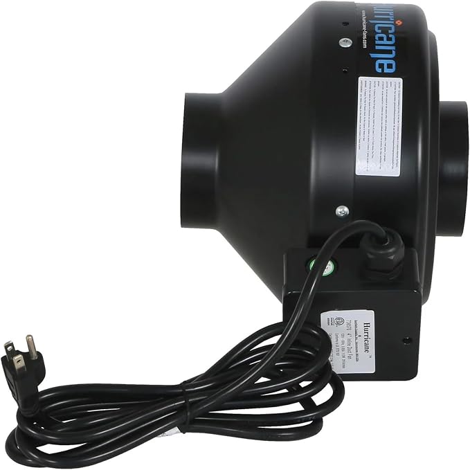 Hurricane Commercial Grade Inline Fan for Phresh and Black Ops Carbon Filters, Ideal-Air Ducting and Clamps and Titan Controls Ventilation Controllers