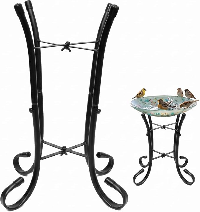 Outdoor Metal Bird Bath Stand, Sturdy Birdbath Bowl Stand, 16 Inch, Fade and Weather Resistant, Outdoor Decoration for Glass BirdBaths, Garden Yards Lawn(Elegant)