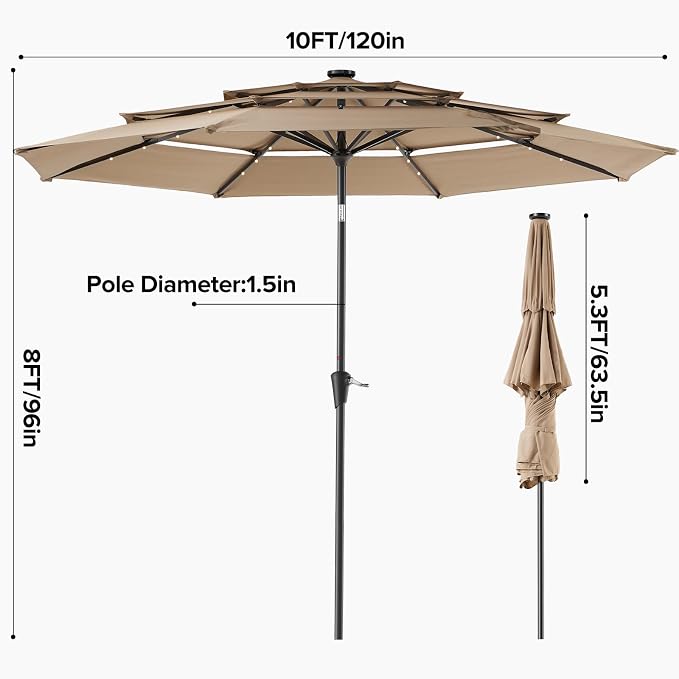 NEWBULIG 10FT Patio Umbrella, Offset Cantilever Outdoor Patio Table Umbrella, UV Protection, Fade Resistant Fabric, Easy Tilt Adjustment for Pool, Deck, Garden, Backyard, Red