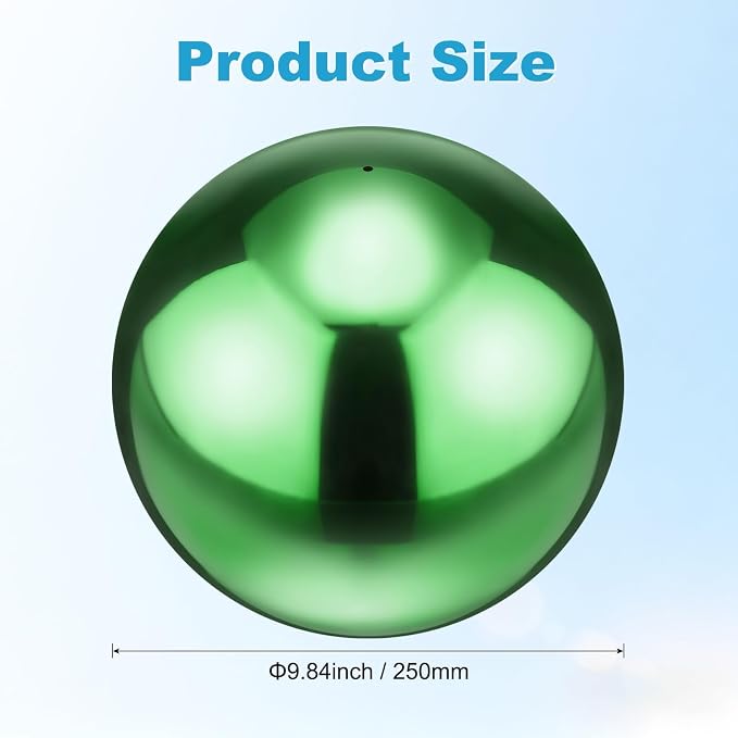 M METERXITY 1-Pack Garden Gazing Globes Ball 10 Inch 201 Stainless Steel Hollow Mirror Reflective Floating Ball for Garden/Pond/Home/Yard Outdoor Decoration [Ruby Green]