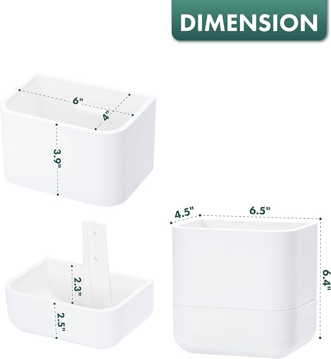 Phoenix Vine 6.5 Inch Wall Mounted Self-Watering Planter Pot for Indoor Houseplants and Herbs | Hanging Planter for Window Sills, Bathroom Walls, Home & Office Décor, White, Set of 2, 01-C-D-2