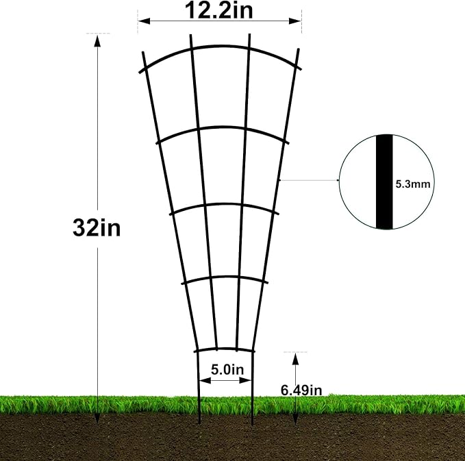 Mklsit 4 Pack 32'' Indoor Plant Trellis for Potted Plants, Metal Garden Trellis for Climbing Plants Outdoor, Black Coated Flower Pot Trellis for Climbing Plants Houseplants Vine Ivy