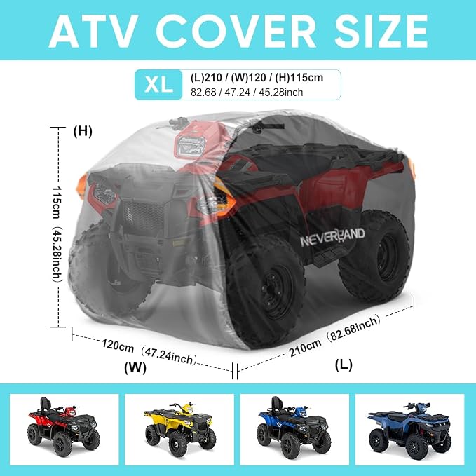Neverland ATV Cover Waterproof Heavy Duty XL Universal Quad Cover Outdoor Storage Cover 4 Wheeler Rain Cover All Weather for Polaris Sportsman Yamaha Honda Kawasaki Quad Bike
