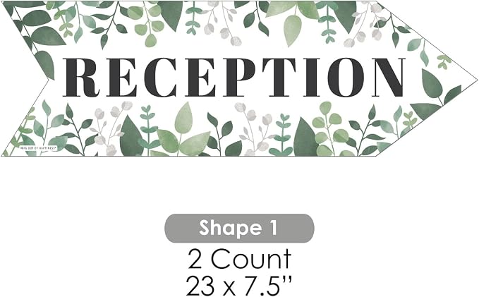Big Dot of Happiness Boho Botanical Wedding Reception Signs - Greenery Wedding Sign Arrow - Double Sided Directional Yard Signs - Set of 2 Reception Signs