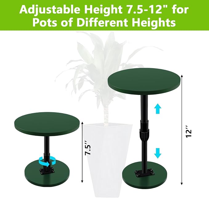 Axcoix Adjustable Height Plant Risers for Inside Pots, 7.5-12" Wooden Planter Inserts for Large Pots Sturdy Support, Planter Lift Insert for Tall Square Round Taper Planters (6" 8" 10" Base or Top)