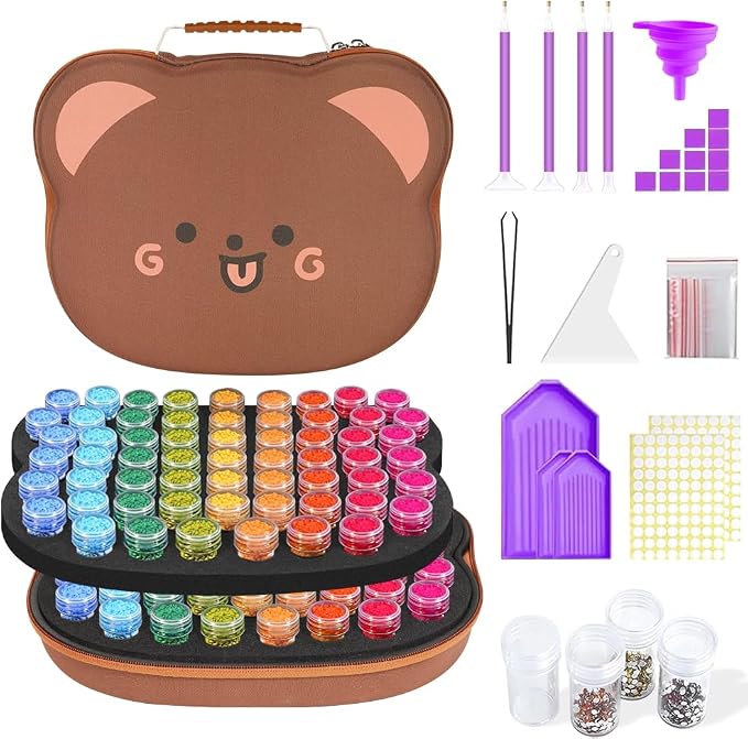 ZORETCO Diamond Painting Storage Box, 120 Slots Bead Storage Containers with Tools Kit for Diamond Art Accessories Beads Organizer Craft Jewelry
