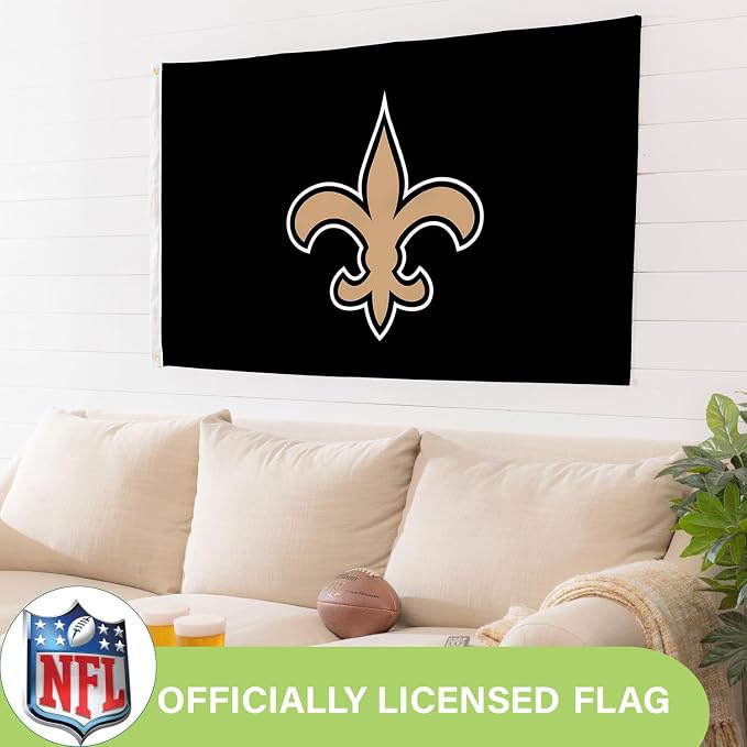 Team Sports America NFL New Orleans Saints 3 x 5 Outdoor Durable House Flag with Grommets | Sport Team Flag & Banner | Indoor Wall Decoration for Room