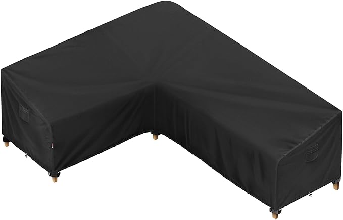 iBirdie Outdoor Sectional Cover fit 90 x 120 inch, 89 x 118, L-Shaped Patio Furniture Sofa, Waterproof Weatherproof Heavy Duty 600D Garden Cover for Outside L shape Couch, Black