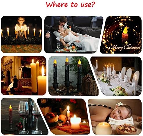 CVHOMEDECO. Real Wax Hand Dipped Battery Operated LED Timer Taper Candles Country Primitive Flameless Lights Décor, 6-3/4 Inch, Brown, 3 PCS in a Package - Image 5