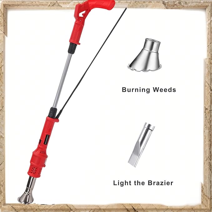 2000W Electric Weed Burner - 650℃ Thermal Weeder & BBQ Lighter W/2 Nozzles, 6ft Cord For Garden/Patio/Driveway (Flame & Hot Air Modes)