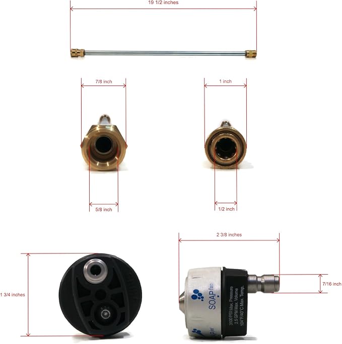 Spray Gun, Wand, Hose, 5-in-1 Nozzle KIT fits Excell Devilbiss VR2522 VR2320