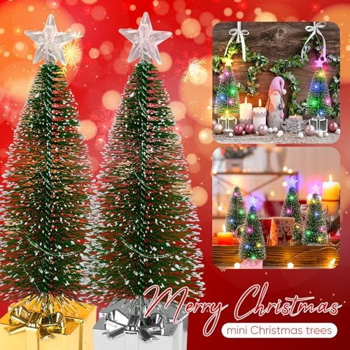 Mini Christmas Tree with Lights, 4 Pack Tabletop Christmas Tree with LED Lights for Indoor Christmas Decorations Holiday Party Ornagment, Christmas Centerpieces for Tables New Year Decoration(4) - Image 6
