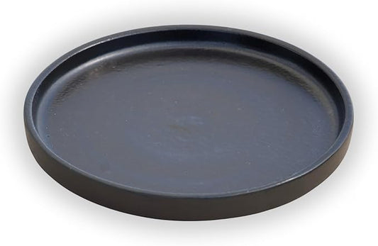 19.5 Inch Plant Saucer (Ceramic) - Round Black Flower Pot Tray - Handcrafted, Durable Planter Base