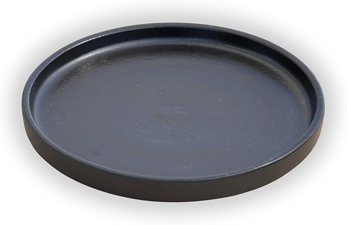 13.5 Inch Plant Saucer (Ceramic) - Round Black Flower Pot Tray - Handcrafted, Durable Planter Base