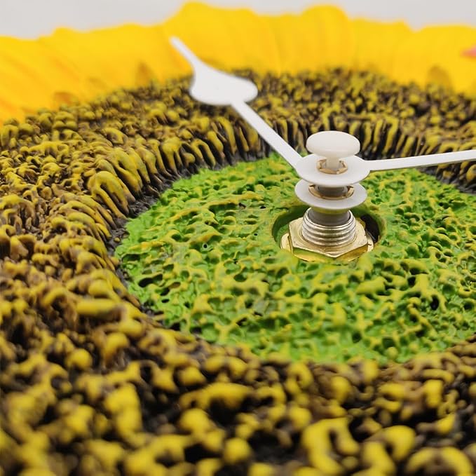 Outdoor Wall Clock for Garden, Patio and Deck, Sunflower 12in Garden Clock Waterproof Clocks -Not Silent (Sunflower)