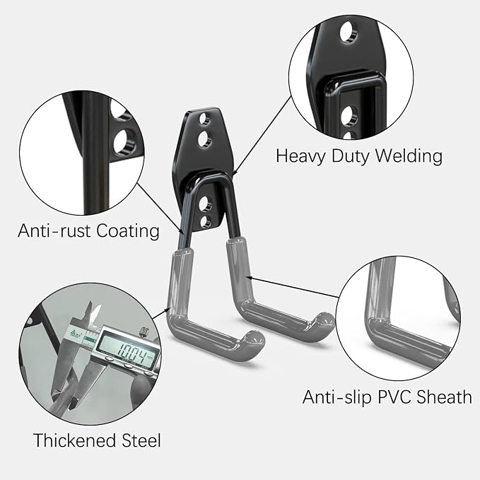 3-H Garden Hose Holder Wall Mount 2 Pack Solid Steel 2.8 Inch,6 Pack 2.5 Inch Compact Hose Hanger Heavy Duty Water Hose Holders for Outside,Gray