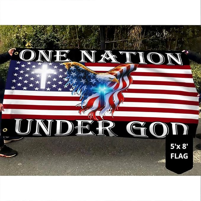 FLAGWIX 3x5 Patriotic American Flags, 4th of July Decorations, One Nation Under God American Eagle Flag - Double Sided, Heavy Duty Canvas - Decorations for Indoor, Outdoor Decor Flag with Grommets