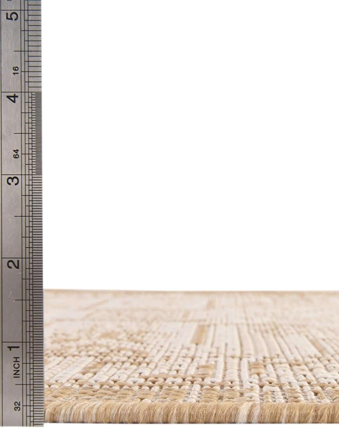 Unique Loom Outdoor Aztec Collection Area Rug - Coba (10' Square, Natural/ Ivory)