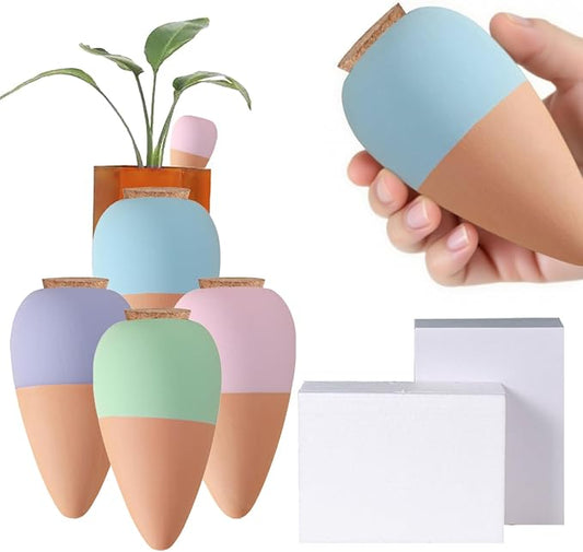 4 Pack Terracotta Watering Spikes, Plant Watering Devices Wine Bottle Automatic Plant Self Watering Spikes for Vacations, Clay Self-Watering Stakes for Indoor Outdoor Plants