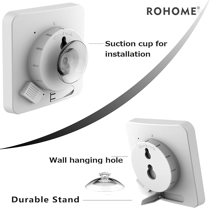 Digital Timer Waterproof Wall Clock, Kitchen Countdown Timer, Shower Clock with Temperature Humidity, Mirror Suction Cup Bathroom Timer, Wall Hanging for Bath Spa Basement Swimming Pool (White)