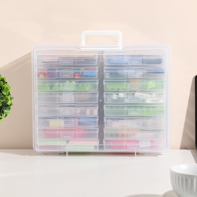 novelinks Photo Storage Box and 16 Inner 4" x 6" Photo Storage Containers | 1Pack Clear, Photo Albums 4x6 Pictures, Photo Organizers and Storage, Card Game Storage, Task Boxes for Special Education