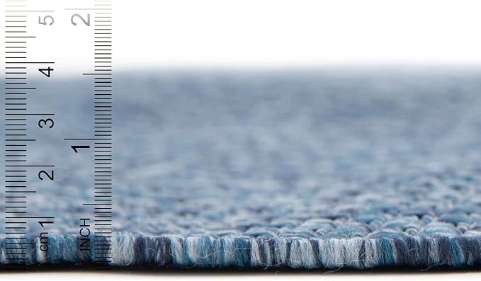 Unique Loom Outdoor Solid Collection Area Rug (10' Square Blue/Navy Blue) | Modern Solid rug, stain and water resistant, doesn't shed, easy to clean, kid and pet friendly, indoor/outdoor, flatweave.