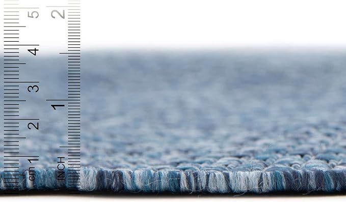 Unique Loom Outdoor Solid Collection Area Rug (7' 10" x 10' Rectangle Blue/Navy Blue)