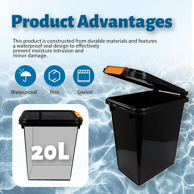 3 pcs 20L Pellet Storage Bin Set,Black Wood Pellet Storage Containers,Pellet Bucket is Suitable for Storing Barbecue Supplies, Fertilizer, and Charcoal