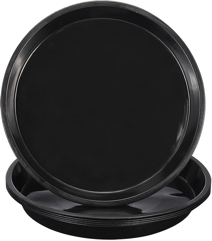 PATIKIL 6 Pack Large Plastic Plant Saucer 25 Inch Plastic Plant Tray for Pots Flower Round Plant Dish Plant Drip Trays Water Tray Pot Drainage Tray for Indoors Outdoors Garden, Black (6XL)